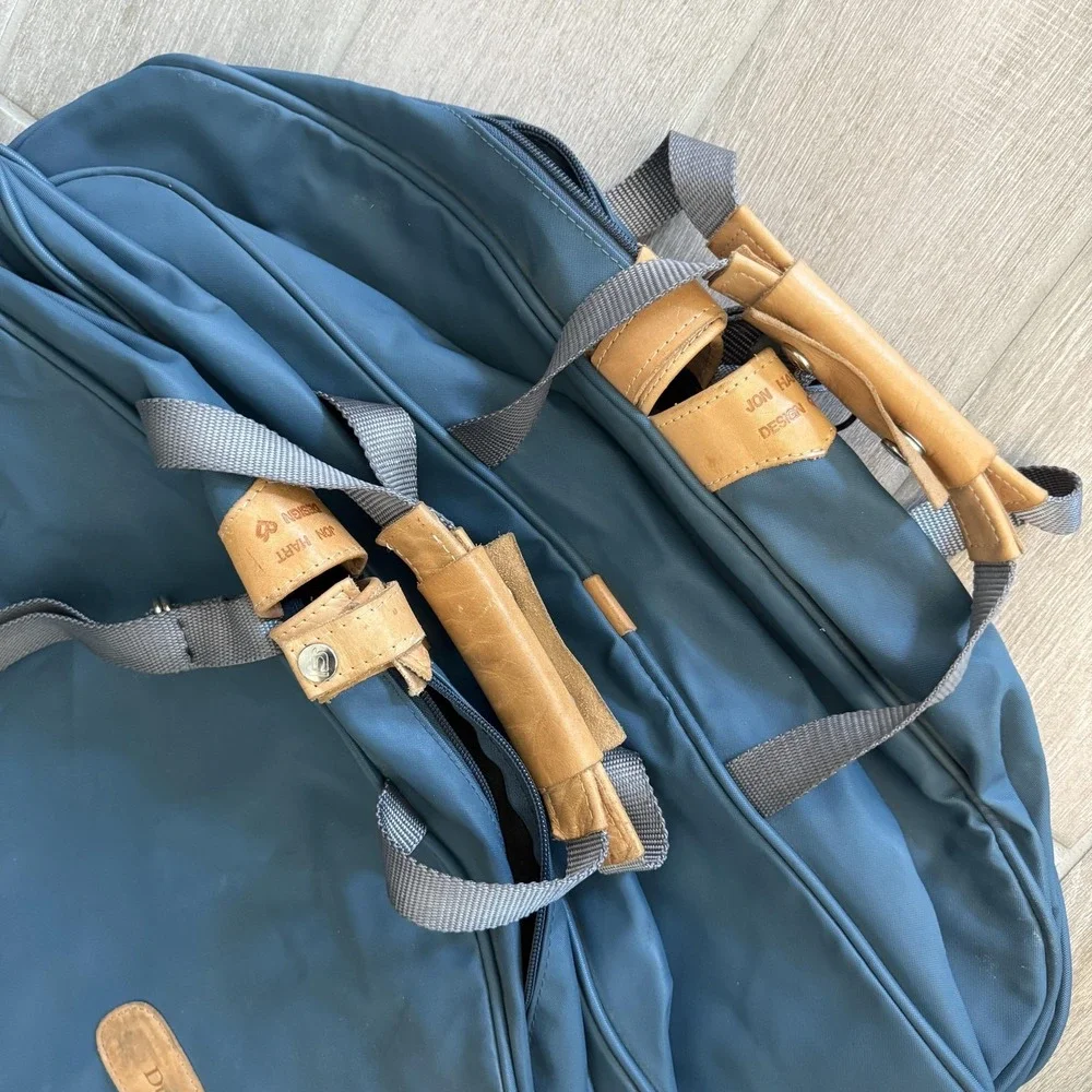 Jon Hart‎ Design Coated Canvas Navy Blue Garment Bag Set Travel Luggage OS